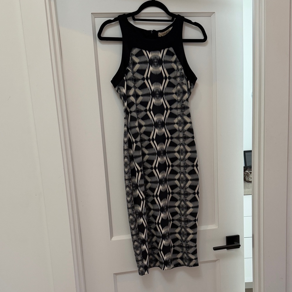 Presley Skye Black & White Geometric Midi Dress